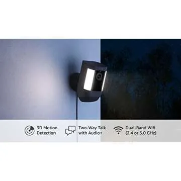 Ring Spotlight Cam Pro, Plug-In | 3D Motion Detection, Two-Way Talk with Audio+, and Dual-Band Wifi (2022 release) - Black