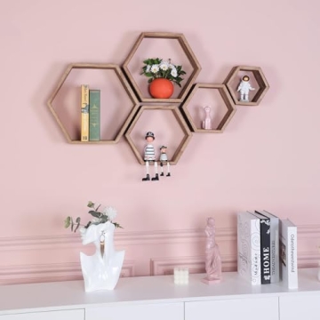 Stylish PHOENANCEE Hexagon Floating Shelves Set of 5