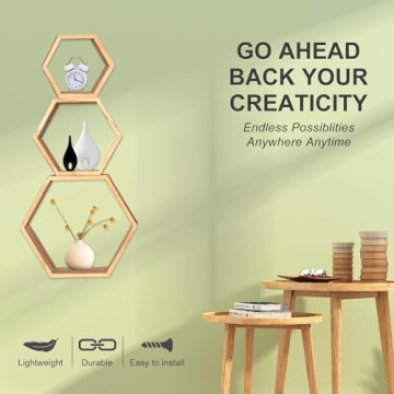 Stylish PHOENANCEE Hexagon Floating Shelves Set of 5