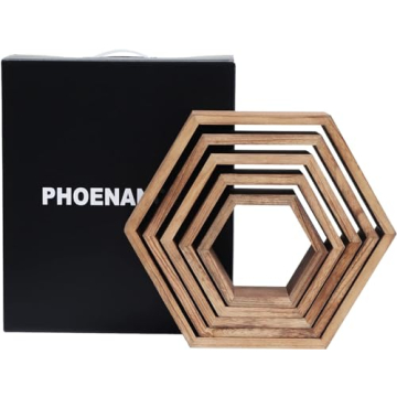 Stylish PHOENANCEE Hexagon Floating Shelves Set of 5