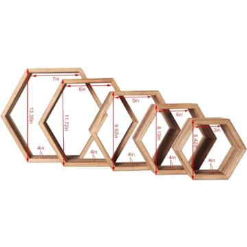 Stylish PHOENANCEE Hexagon Floating Shelves Set of 5