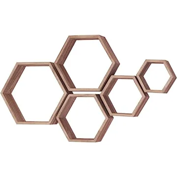 Stylish PHOENANCEE Hexagon Floating Shelves Set of 5