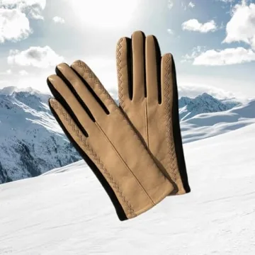 Justin Gregory Faux Leather Touchscreen Gloves Beige One Size