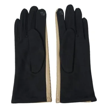 Justin Gregory Faux Leather Touchscreen Gloves Beige One Size