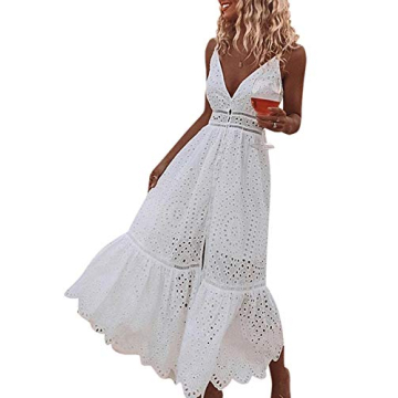 BerryGo Women's Embroidery Pearl Maxi Dress for Summer