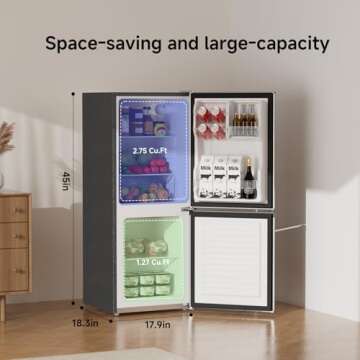BANGSON 4.0 Cu.Ft Small Refrigerator with Freezer, Small Fridge with Bottom Freezer, for Apartment, ...
