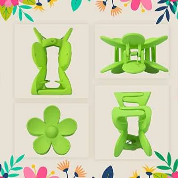 YAIKOAI 6 Pieces Small Acrylic Hair Claw Clips Flower Shaped Plastic Jaw Clips Non Slip Tortoise Hair Clamps Barrette Hair Accessories for Women Girls Headwear, 6 Colors