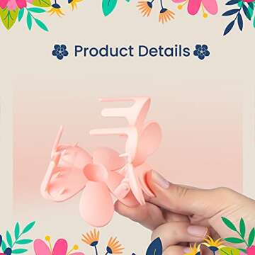 YAIKOAI 6 Pieces Small Acrylic Hair Claw Clips Flower Shaped Plastic Jaw Clips Non Slip Tortoise Hair Clamps Barrette Hair Accessories for Women Girls Headwear, 6 Colors
