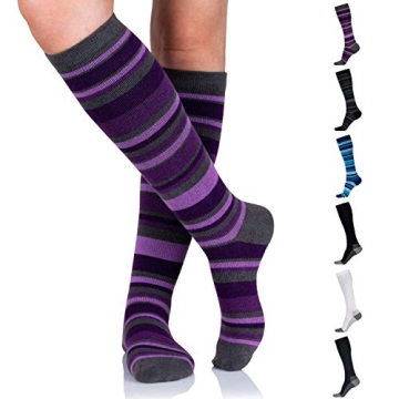 Cotton Compression Socks for Women & Men - Comfortable & Breathable Support Stockings for Nurses, Tr...