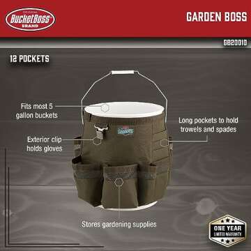 Bucket Boss - Garden Boss Bucket Tool Organizer (Fits 5 Gallon Bucket), Bucket Organization (GB20010)