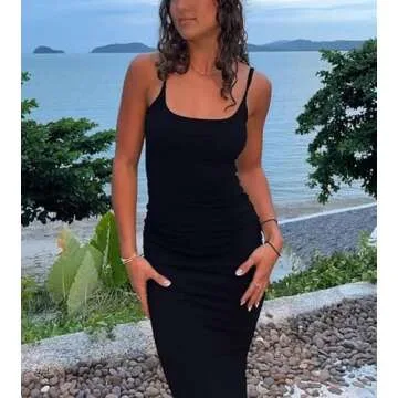 KMBANGI Sexy Backless Maxi Dress for Women (Black)