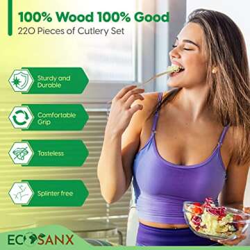 Eco-Friendly Bamboo Cutlery Set - 220 Disposable Utensils