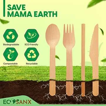 Eco-Friendly Bamboo Cutlery Set - 220 Disposable Utensils