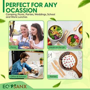 Eco-Friendly Bamboo Cutlery Set - 220 Disposable Utensils