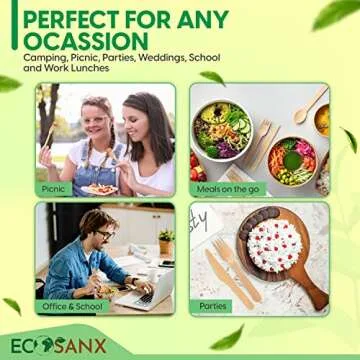 Eco-Friendly Bamboo Cutlery Set - 220 Disposable Utensils