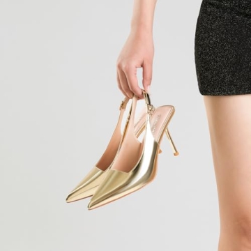 Elegant RIBONGZ Gold Closed Toe Pointy High Heels