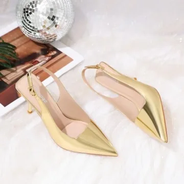Elegant RIBONGZ Gold Closed Toe Pointy High Heels