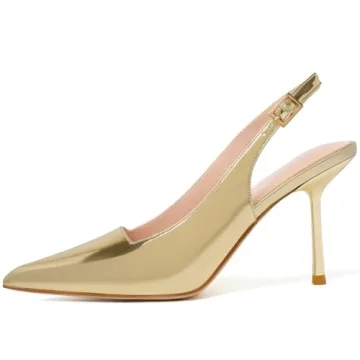 Elegant RIBONGZ Gold Closed Toe Pointy High Heels