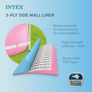 Intex 8ft x 2.5ft Round Metal Frame Above Ground Swimming Pool, Pink