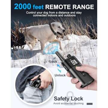 No Shock Dog Training Collar with Remote, Dog Vibration Collar with Controller Beep and Vibrate Only, Safe Lock Waterproof Rechargeable Vibrating Collars for Dogs(10-120 lbs)-No Prongs (Black)