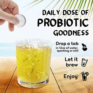 QULA Kombucha Drink Tabs, Probiotic Sugar Free Water Enhancer with live Probiotics, Antioxidants for Immune and Digestive Health Support Natural Water Enhancer, Vegan, Mango Pineapple Flavor (Upriser)