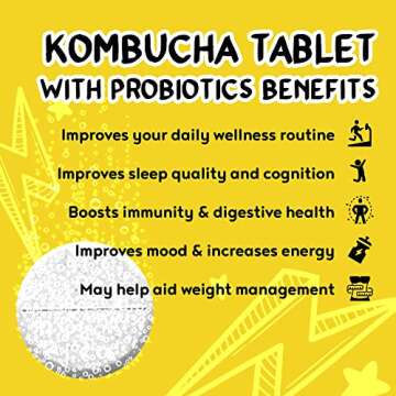 QULA Kombucha Drink Tabs, Probiotic Sugar Free Water Enhancer with live Probiotics, Antioxidants for Immune and Digestive Health Support Natural Water Enhancer, Vegan, Mango Pineapple Flavor (Upriser)