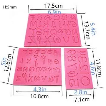 AK ART KITCHENWARE 3PCS Number and Alphabet Silicone Fondant Mold for Decorating Cake Cupcake Cookie Moulds Pastry DIY Bakery Tools SM-831 Pink