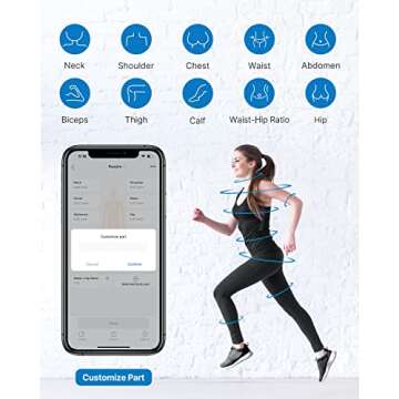 RENPHO Bathroom Scale for Body Weight, Digital BMI Weighing Scale, Smart App sync via Bluetooth, Smart Bluetooth Digital Measuring Tape with Lock Hook, Retractable Function