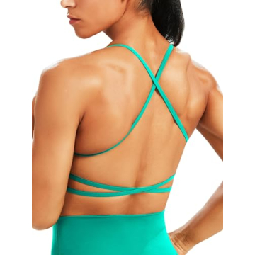 Unthewe Workout Sports Bra for Women Backless Padded Low Impact Bra Gym Yoga Crop Tank Top(U903-Kell...