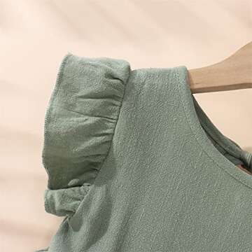 Toddler Baby Girl Dress Summer Cotton Linen Ruffle Halter Sleeveless Kids Casual Beach Party Dresses 2-7 Years (Grey Green, 2-3T, 2_Years)