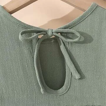 Toddler Baby Girl Dress Summer Cotton Linen Ruffle Halter Sleeveless Kids Casual Beach Party Dresses 2-7 Years (Grey Green, 2-3T, 2_Years)