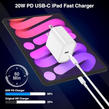 20W USB-C Fast Charger for iPad Pro with 10FT Cable