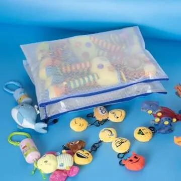 AUSTARK 10 Pcs Zipper File Bags, Waterproof Plastic Mesh Pouch for Office School, Board Game Storage Bags (A3 Size 16.9''x12'', White and Blue)