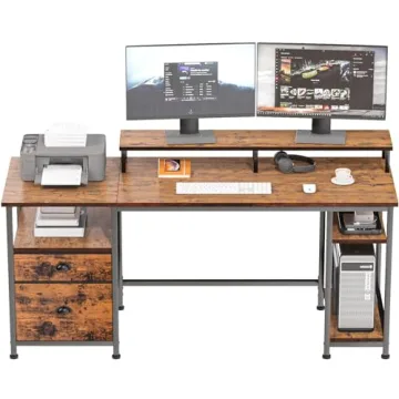 Furologee 61" Desk with Fabric File Drawer for Home Office