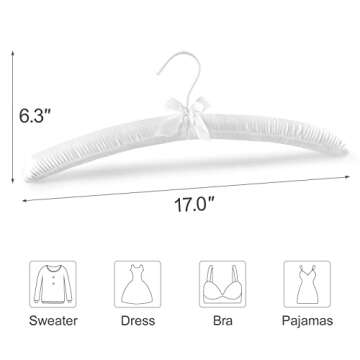 TOPIA HANGER Padded Hangers for Women Clothing,17-inch Satin Hangers 10 Pack Thick Foam Padded No Sh...