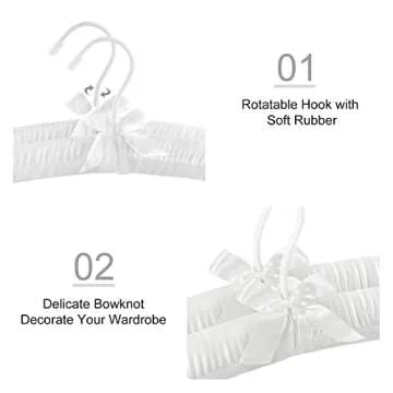 TOPIA HANGER Padded Hangers for Women Clothing,17-inch Satin Hangers 10 Pack Thick Foam Padded No Shoulder Bump for Sweaters, Coat, Blouses, Dresses-White, CT18W-10