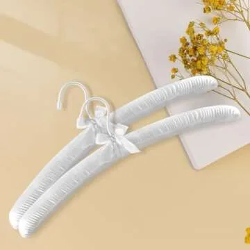 TOPIA HANGER Padded Hangers for Women Clothing,17-inch Satin Hangers 10 Pack Thick Foam Padded No Shoulder Bump for Sweaters, Coat, Blouses, Dresses-White, CT18W-10