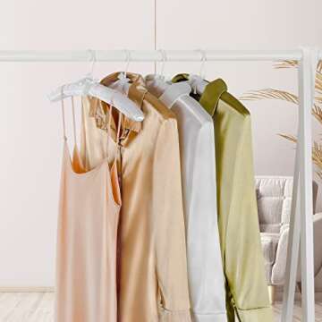 TOPIA HANGER Padded Hangers for Women Clothing,17-inch Satin Hangers 10 Pack Thick Foam Padded No Shoulder Bump for Sweaters, Coat, Blouses, Dresses-White, CT18W-10