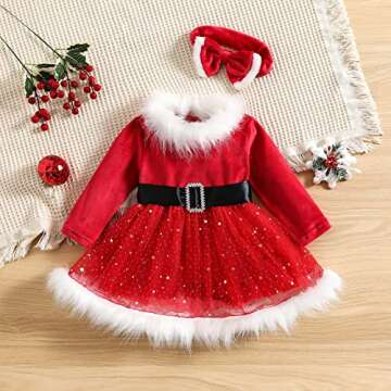 Toddler Baby Girl Christmas Dress Santa Claus Dress Princess Dress Cute Christmas Outfit (18-24 Mont...