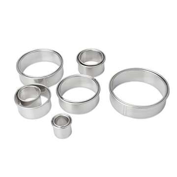 Homy Feel Round Cookie Biscuit Cutter Set 12 Circle Pastry Donut Doughnut Cutter Set Round Cookie Cutters Circle Baking Metal Ring Molds