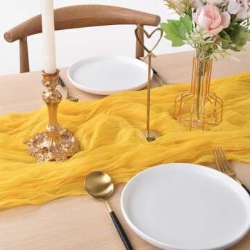 Joanlody Yellow Cheesecloth Table Runner 10Ft Rustic Gauze Cheese Cloth Table Runner Boho Easter Spr...