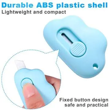 6 Pieces Mini Utility Knives Cloud Shaped Box Cutter Retractable Letter Opener Assorted Colors Cloud Envelope Slitter Carton Portable Paper Cutter with Key Chain Hole