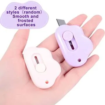 6 Pieces Mini Utility Knives Cloud Shaped Box Cutter Retractable Letter Opener Assorted Colors Cloud Envelope Slitter Carton Portable Paper Cutter with Key Chain Hole