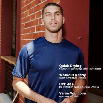 Hanes Men's Short Sleeve Cool DRI T-Shirt Pack of 2