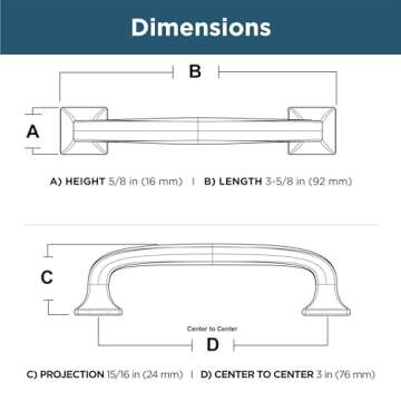 Franklin Brass Lombard 3" Soft Iron Cabinet Handles 10-Pack