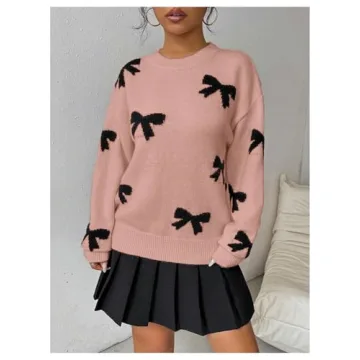 GORGLITTER Women's Vintage Y2k Bow Sweater Soft Stylish