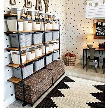 FOF FRIEND OF FAMILY Industrial Retro Wall Mount Iron Pipe Shelf,DIY Open Bookshelf,Hung Bracket,Hom...