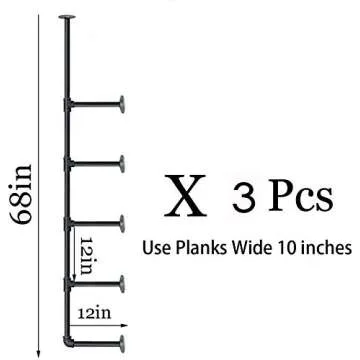 Customizable Industrial Pipe Shelf for Home and Office