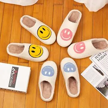 Cozy DepiYorSn Happy Face Slippers with Memory Foam for All
