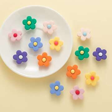 14PC Flower Shoe Charms for Girls Cute Flower Designer Shoe Charms for Adults Teens Kids Kawaii Shoe Decoration Charms with Buttons for Clog Sandals Birthday Party Gift